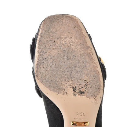 Gucci Kid Scamosciato GG Marmont Fringe 50mm Loafer Pumps 35.5 Black 10 of 14