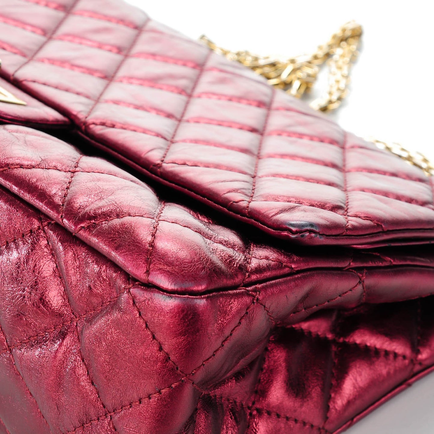 Metallic Calfskin Quilted 2.55 Reissue Flap 227 Red