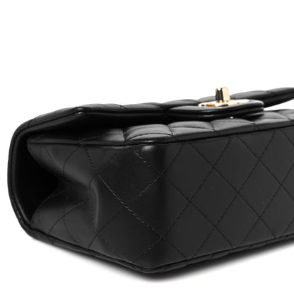 Chanel Lambskin Quilted Mini Top Handle Rectangular Flap Black 9 of 11