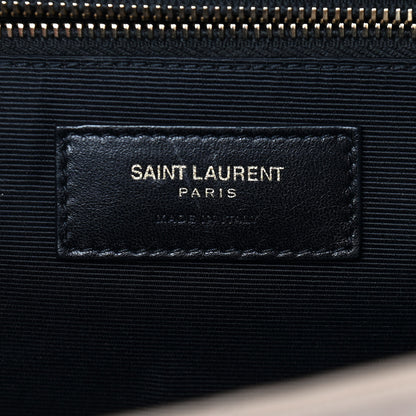 Saint Laurent Grain De Poudre Matelasse Chevron Large Monogram Satchel Dark Beige 6 of 15