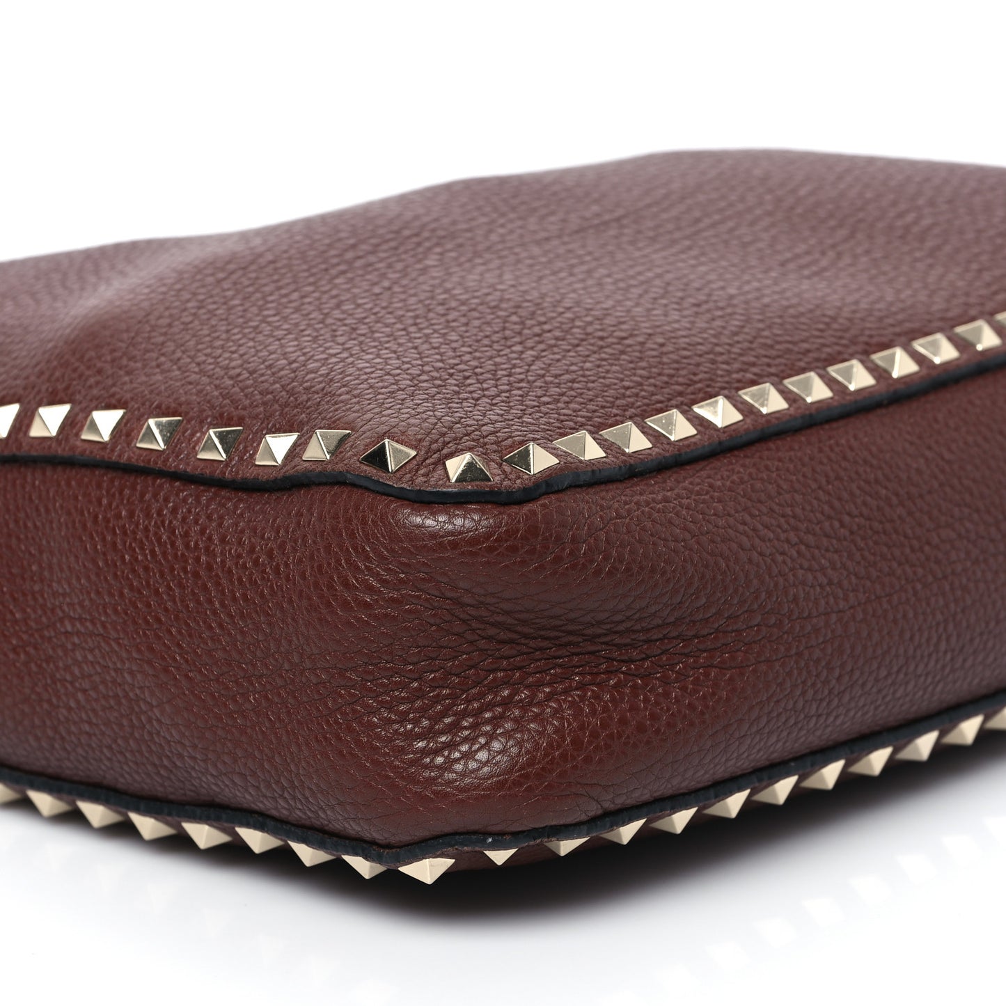 Pebbled Calfskin Large Rockstud Flip-Lock Messenger Bag Brown