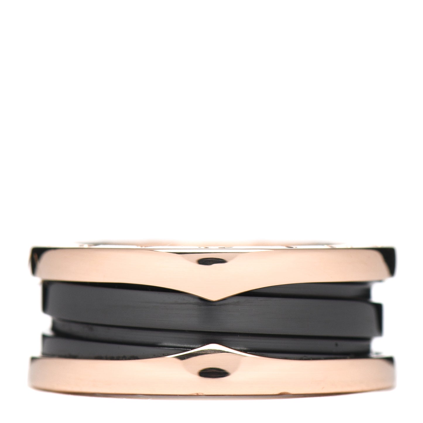 18K Rose Gold Black Ceramic B.Zero1 Two-Band Ring 50 5.25