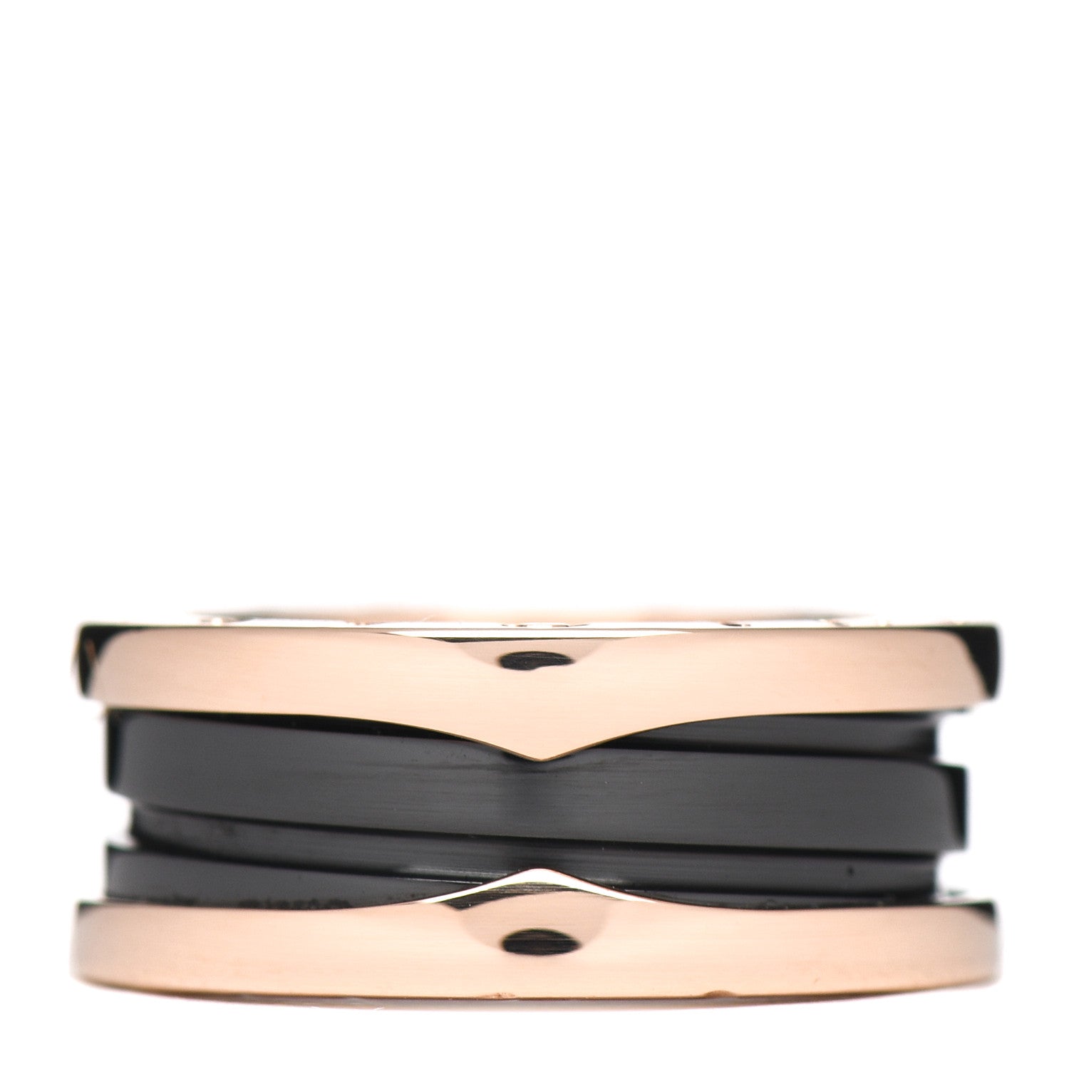 Bulgari 18K Rose Gold Black Ceramic B.Zero1 Two-Band Ring 50 5.25 3 of 5
