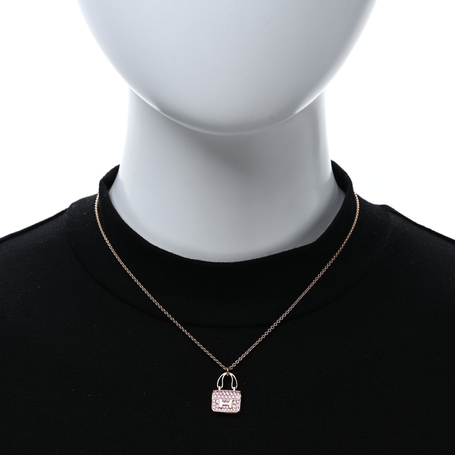 Hermes 18K Rose Gold Pink Sapphire Constance Amulettes Pendant Necklace 2 of 6