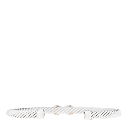 David Yurman Sterling Silver 14K Yellow Gold 5mm X Station Cable Bracelet 2 of 4