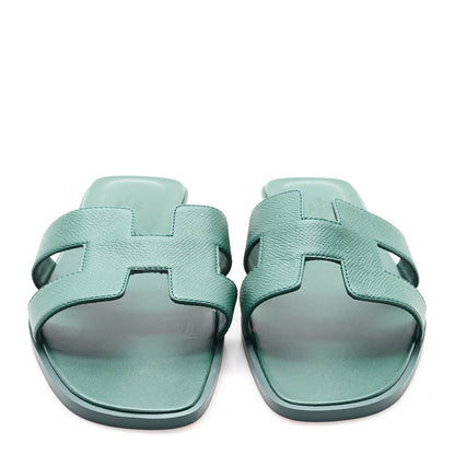 Hermes Epsom Oran Sandals 39.5 Vert Bouteille 3 of 9