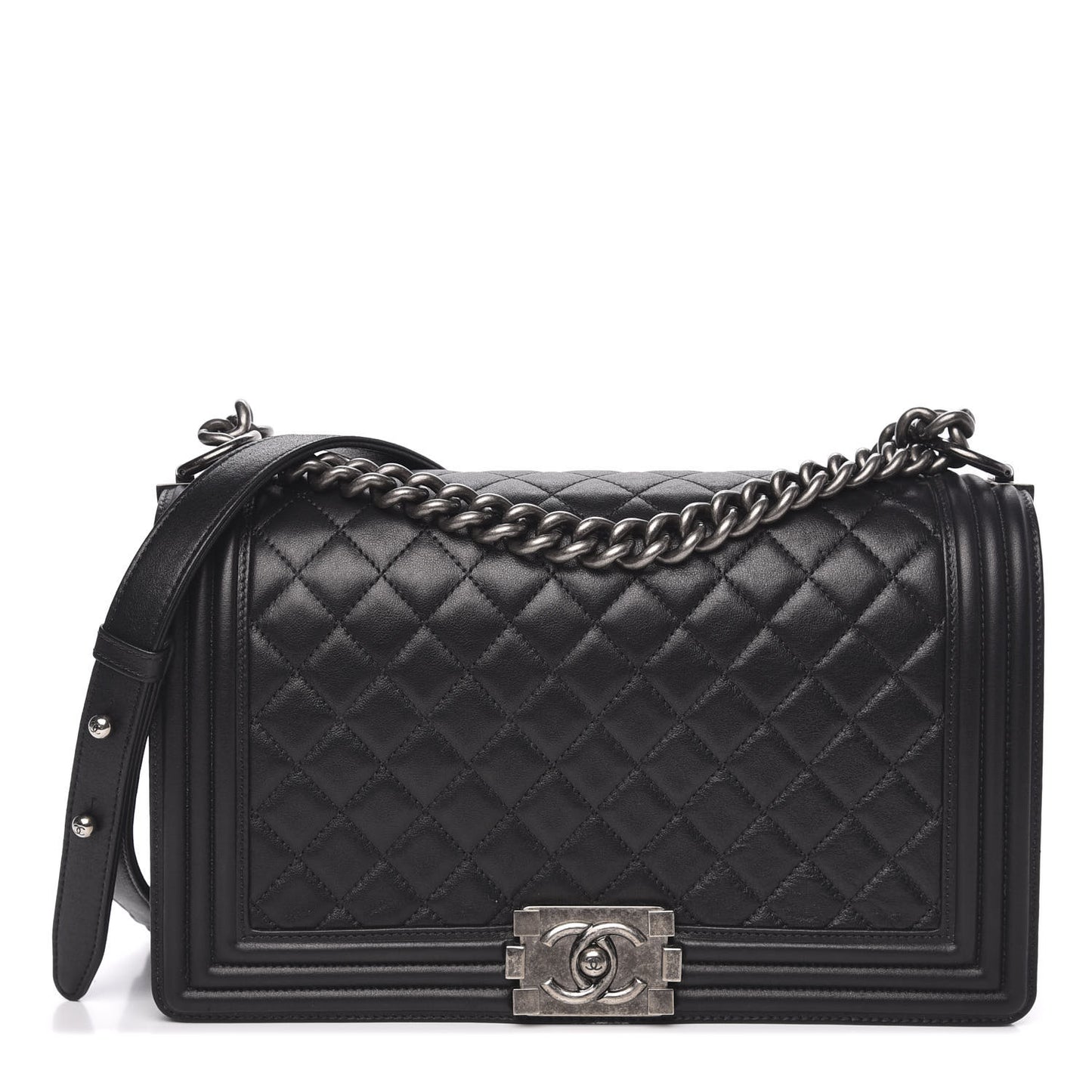 Calfskin Quilted New Medium Boy Flap Black