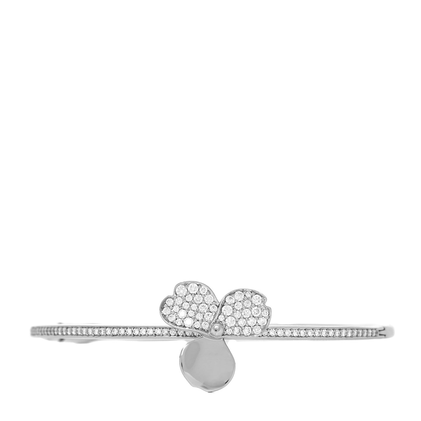 Platinum Diamond Paper Flowers Hinged Bangle Bracelet