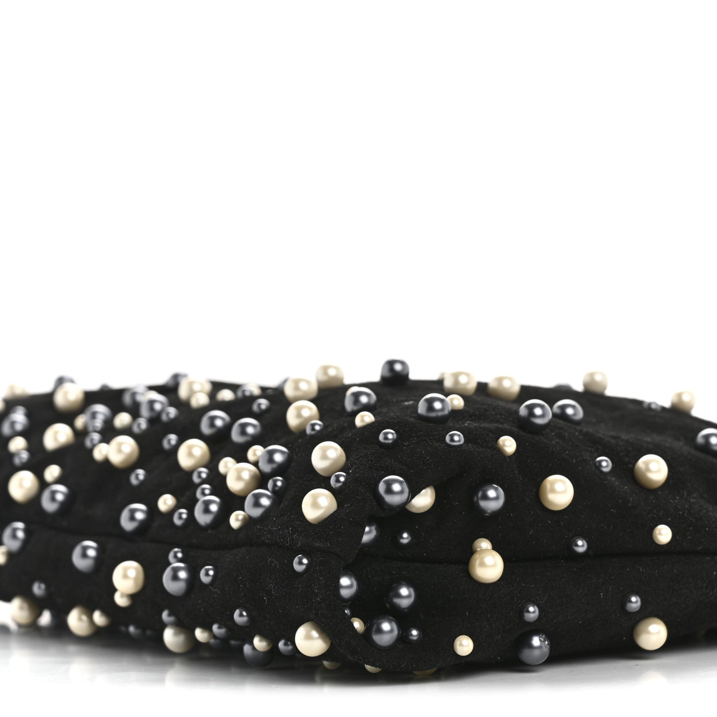 Suede Pearl Embellished Callie Tassel Clutch Bag Black