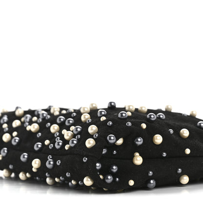 Jimmy Choo Suede Pearl Embellished Callie Tassel Clutch Bag Black 10 of 12