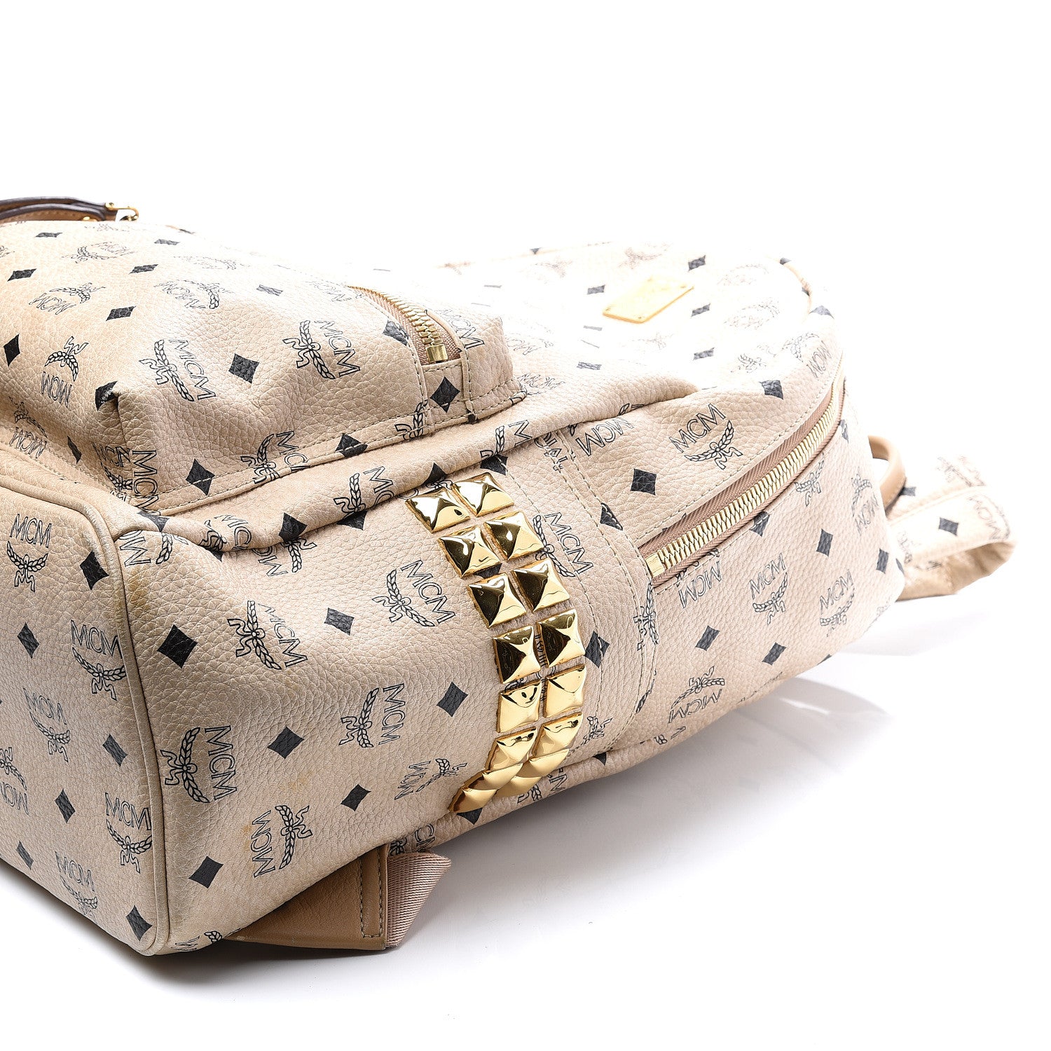 MCM Visetos Medium Side Studs Stark Backpack Beige 7 of 13