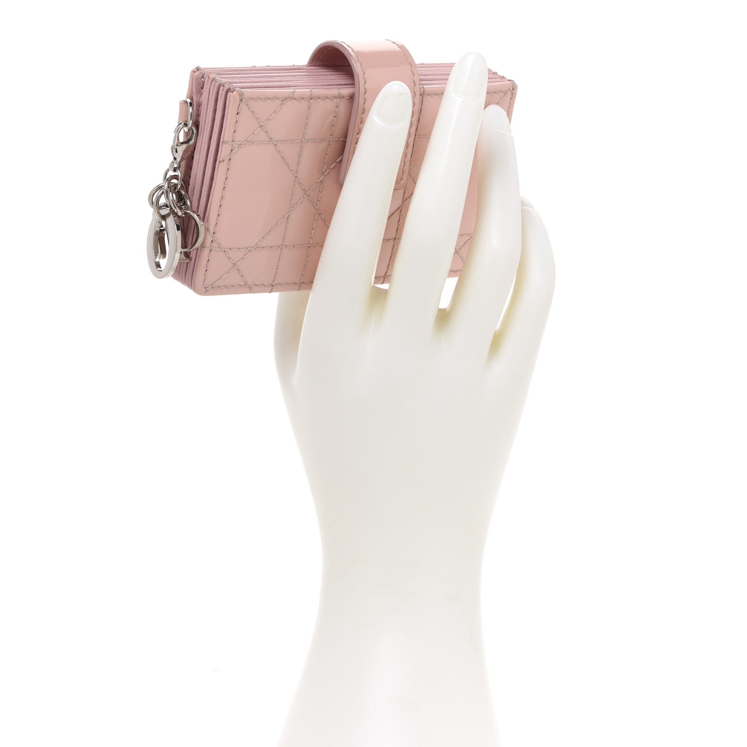 Christian Dior Patent Cannage Lady Dior 5-Gusset Card Holder Rose Clair 2 of 7