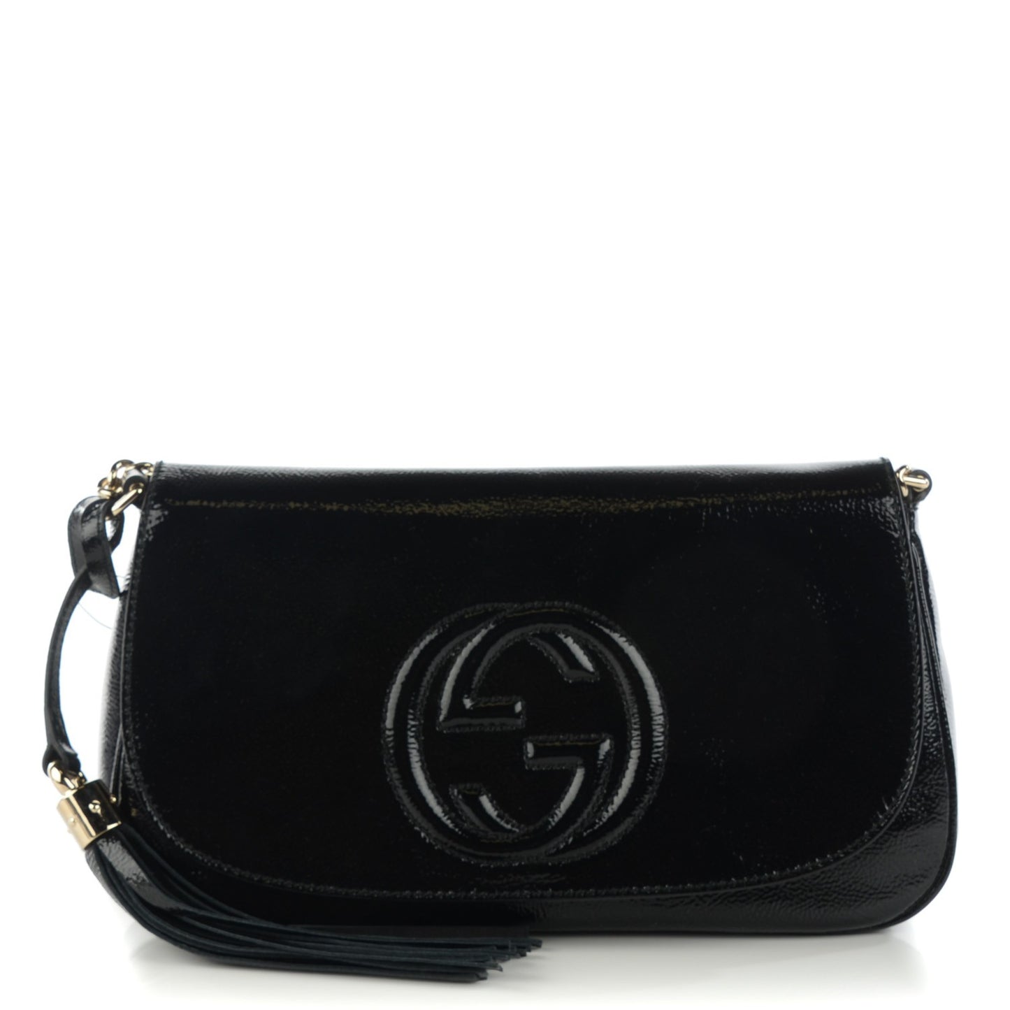 Patent Medium Soho Flap Crossbody Black