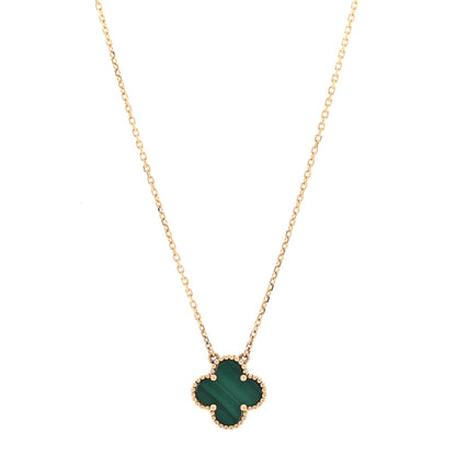 Van Cleef & Arpels 18K Yellow Gold Malachite Vintage Alhambra Pendant Necklace 1 of 4
