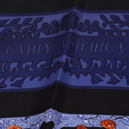 Hermes Silk Early America Scarf 90 Noir Bleu Nuit Rouge 5 of 13