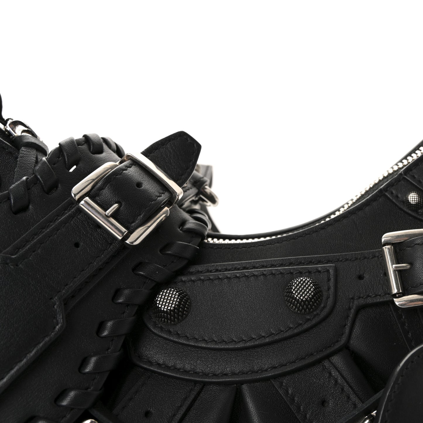 Calfskin Le Cagole With Buckles Shoulder Bag XS Black