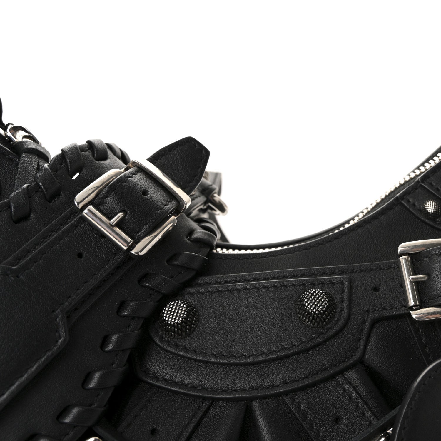 Balenciaga Calfskin Le Cagole With Buckles Shoulder Bag XS Black 7 of 9