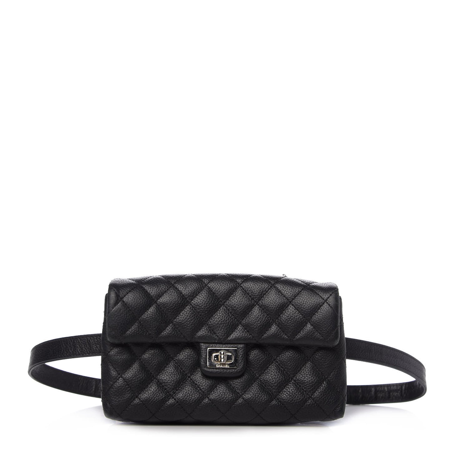 Grained Calfskin Quilted 2.55 Reissue Flap Belt Bag Clutch Black