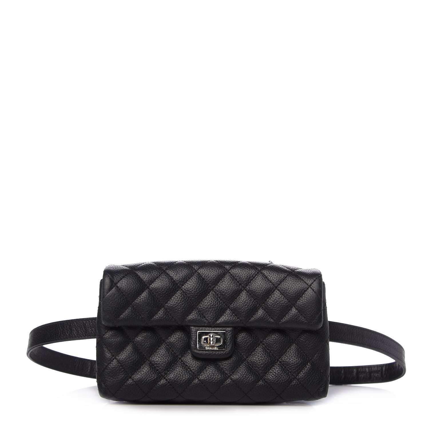 Chanel Grained Calfskin Quilted 2.55 Reissue Flap Belt Bag Clutch Black 1 of 12