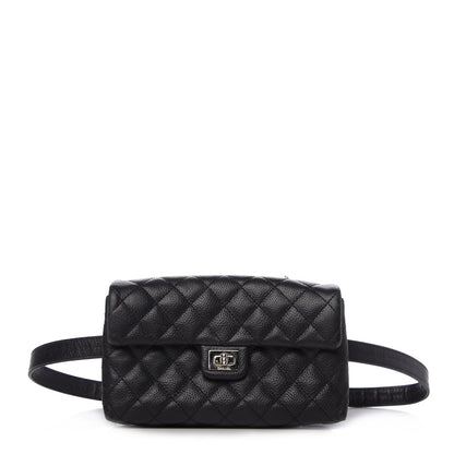 Chanel Grained Calfskin Quilted 2.55 Reissue Flap Belt Bag Clutch Black 1 of 12