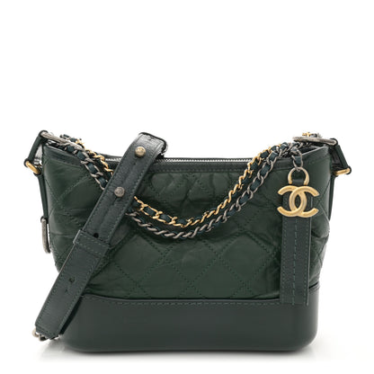 Chanel Aged Calfskin Quilted Small Gabrielle Hobo Dark Green 1 of 12