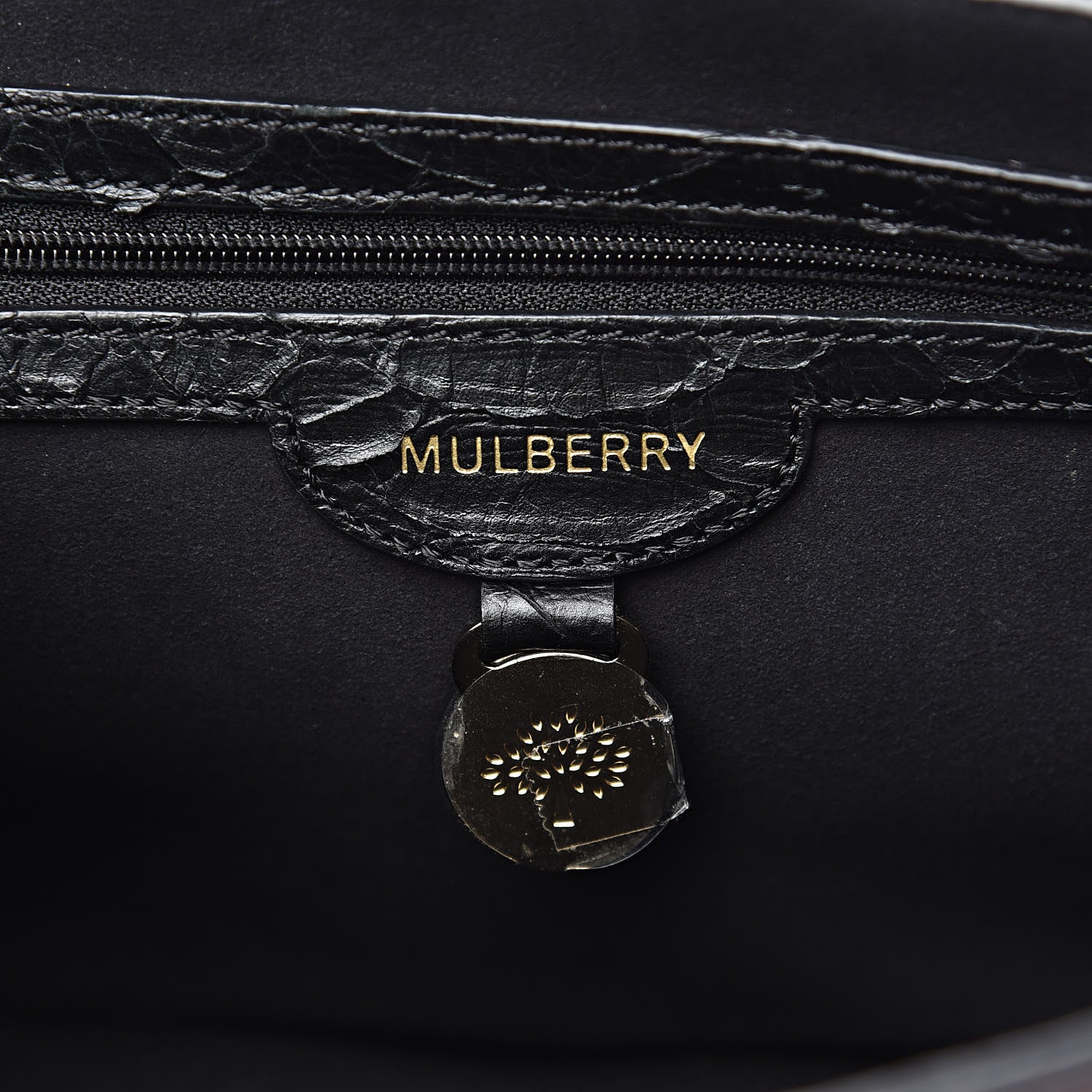 Mulberry Silky Python Calfskin Embossed Reversible Delphie Crossbody Oxblood Black 9 of 15