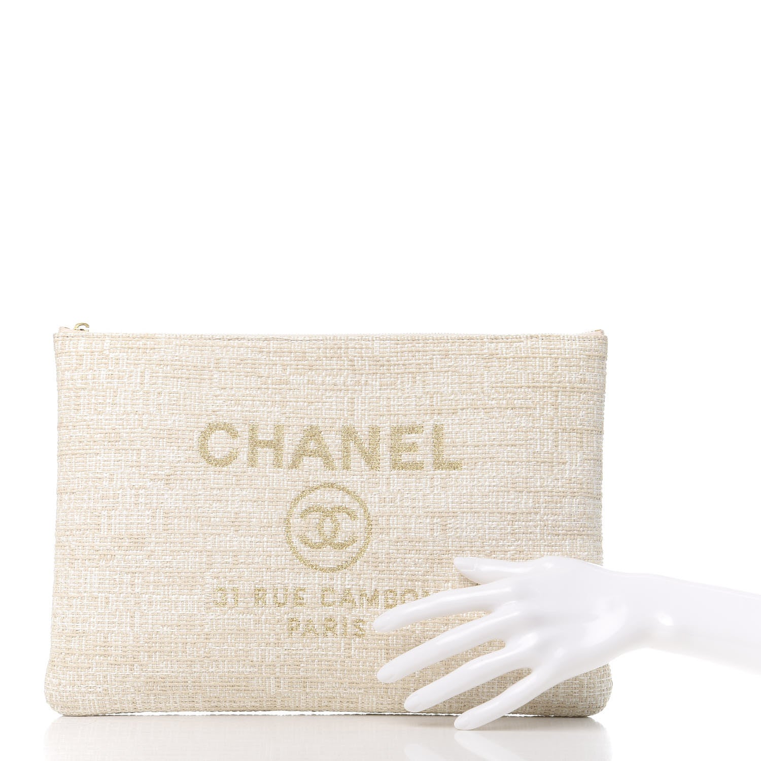 Chanel Canvas Small Deauville Pouch White 2 of 8