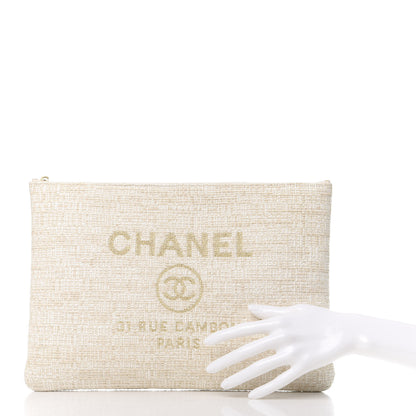 Chanel Canvas Small Deauville Pouch White 2 of 8