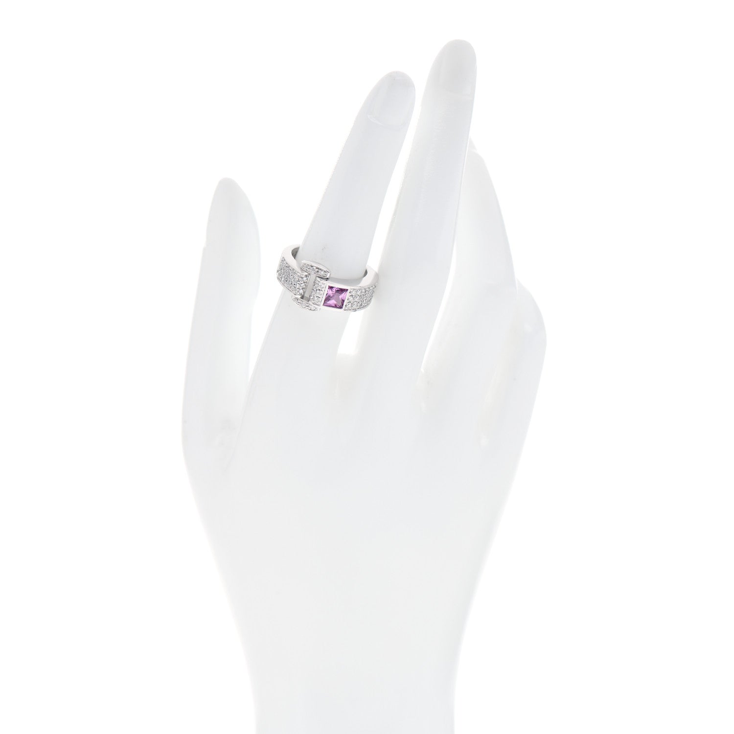 Piaget 18K White Gold Diamond Pink Sapphire Miss Protocol Ring 54 6.75 2 of 6