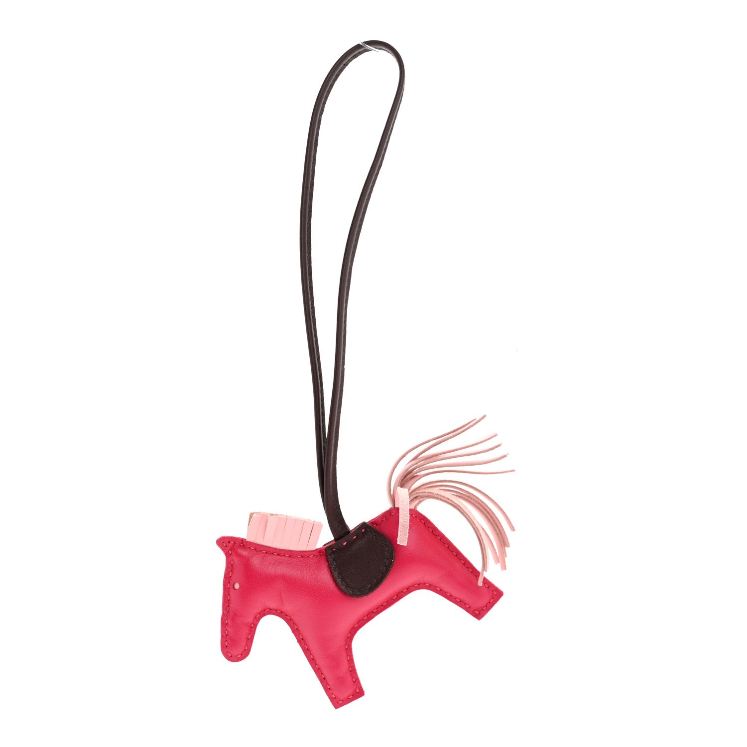 Hermes Milo Lambskin Grigri Rodeo Horse Bag Charm PM Rose Sakura Framboise Rouge Sellier 2 of 10