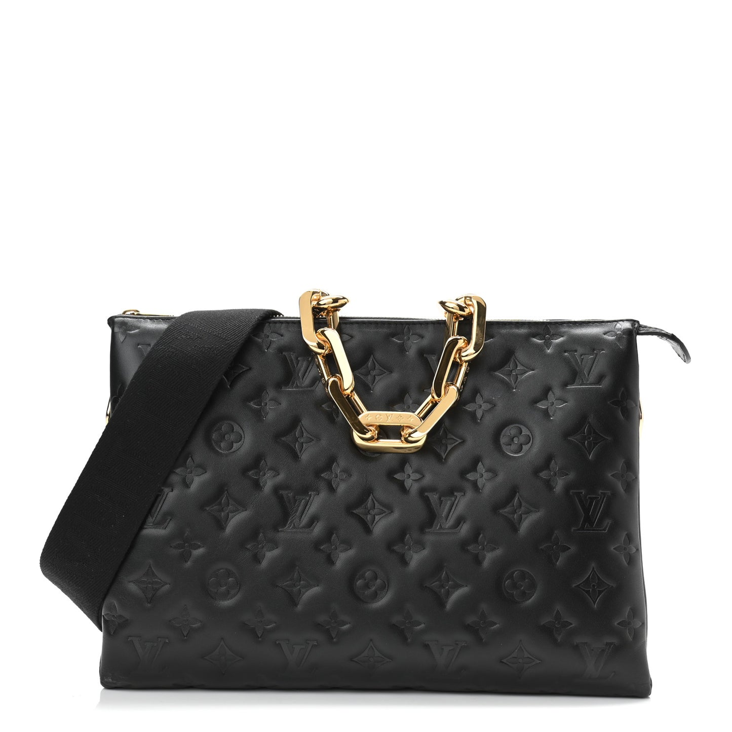 Lambskin Embossed Monogram Coussin MM Black