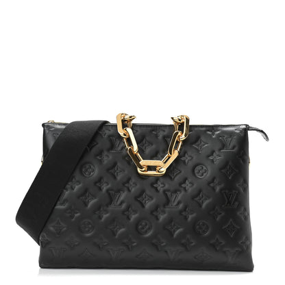 Louis Vuitton Lambskin Embossed Monogram Coussin MM Black 1 of 9