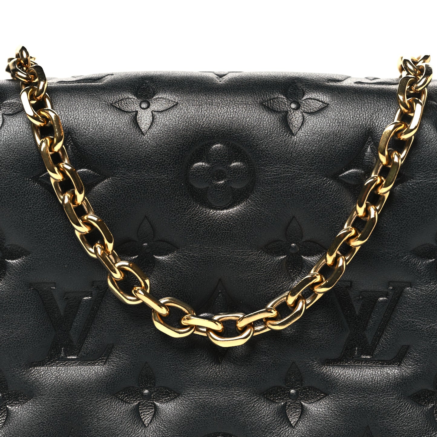 Lambskin Embossed Monogram Pochette Coussin Black