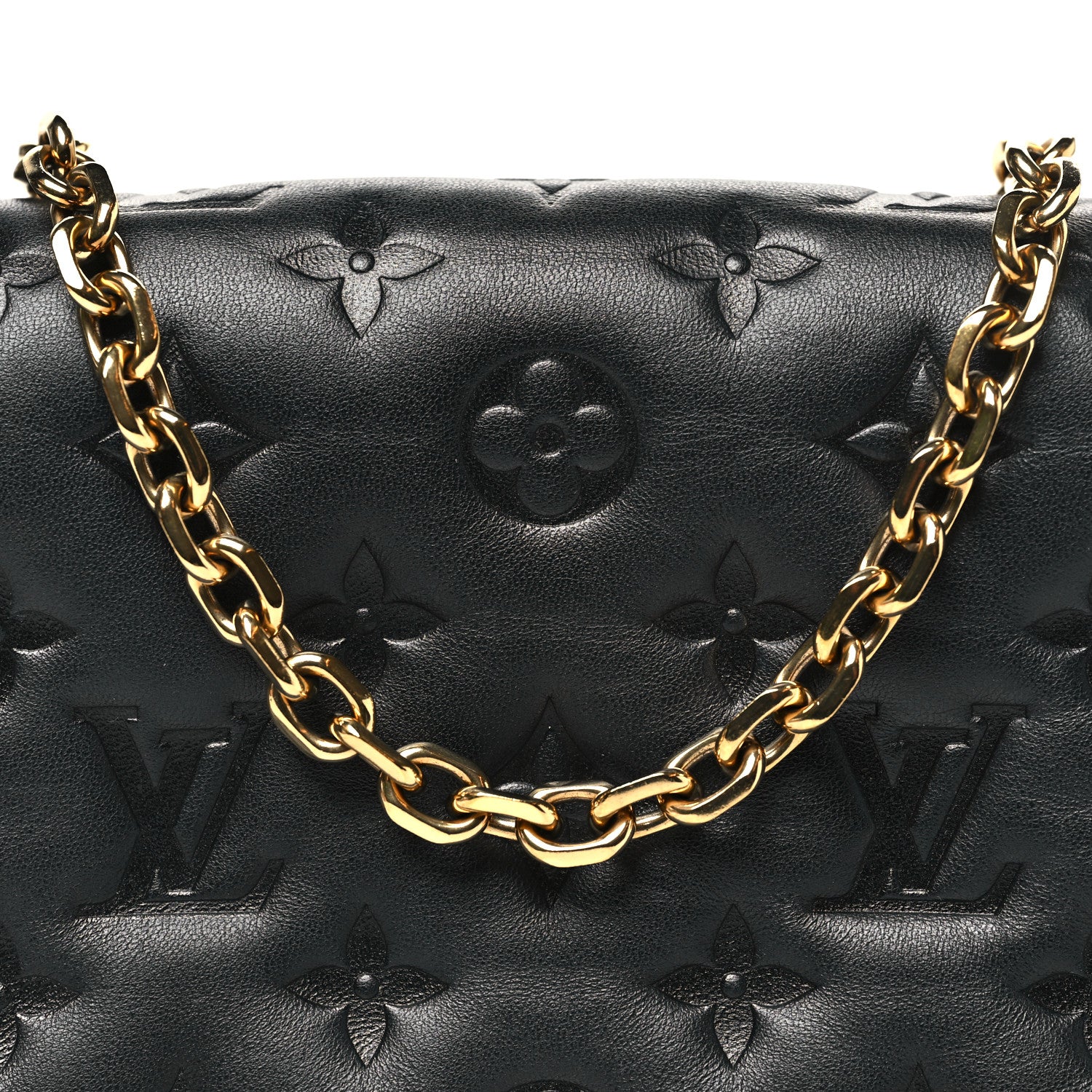 Louis Vuitton Lambskin Embossed Monogram Pochette Coussin Black 7 of 10