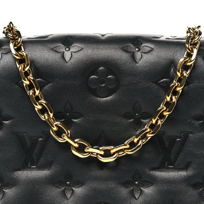 Louis Vuitton Lambskin Embossed Monogram Pochette Coussin Black 7 of 10