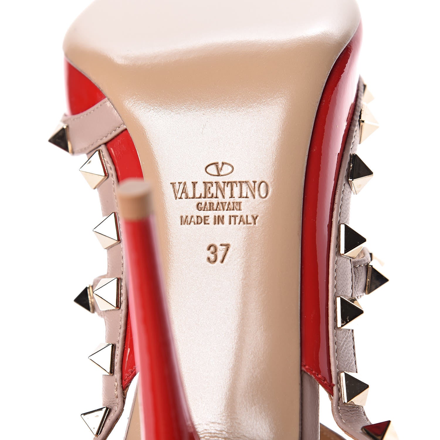 Valentino Garavani Patent Rockstud Ankle Strap 100mm Pumps 37 Rosso Valentino Poudre 6 of 9