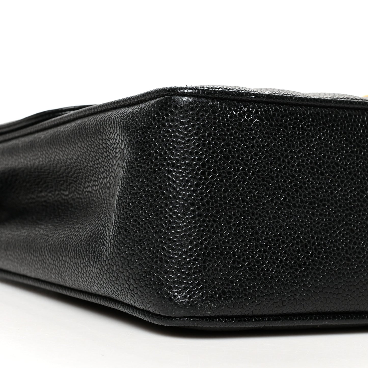 Caviar Vertical Quilted Jumbo Single Flap Black