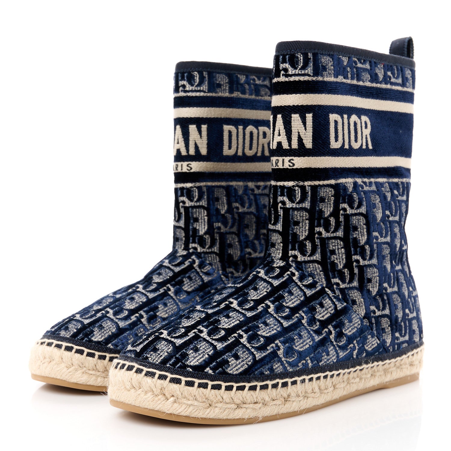 Christian Dior Velvet Oblique Granville Espadrille Boots 36.5 Deep Blue 3 of 8