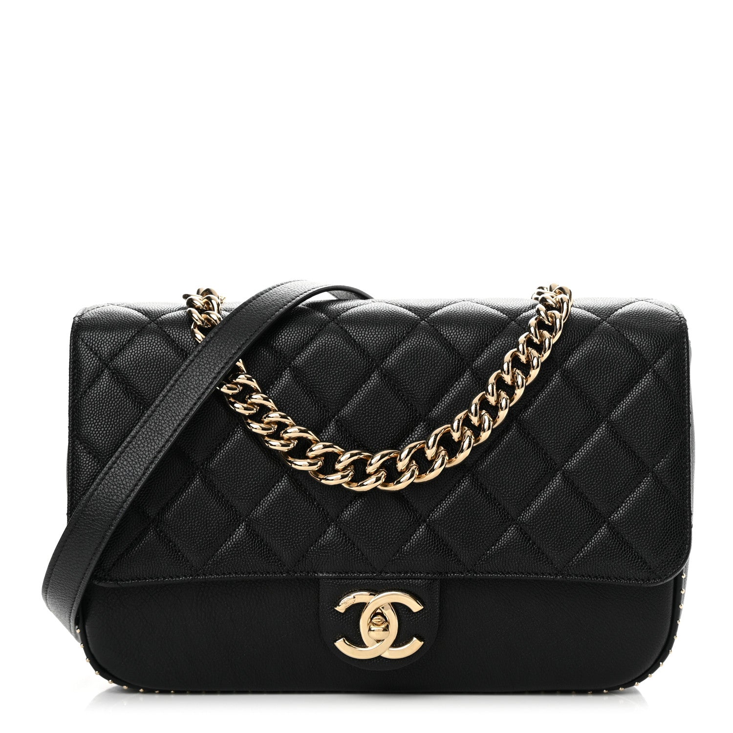 Chanel Caviar Quilted Large Studded Flap Black 1 of 12