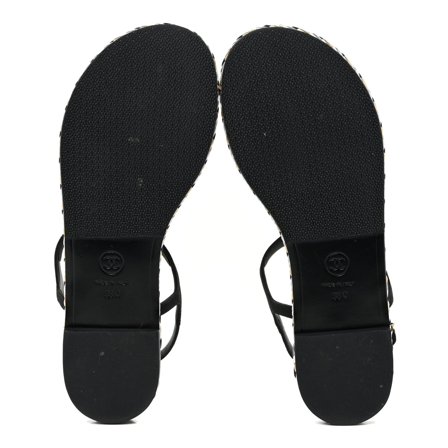 Grosgrain Chain Thong Sandals 38 Black