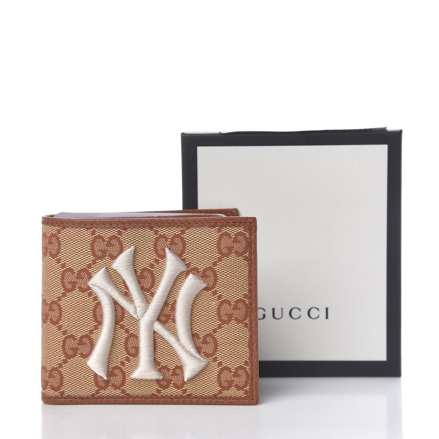 X MLB Monogram NY Yankees Bi-Fold Wallet Beige Ruggine Ivory