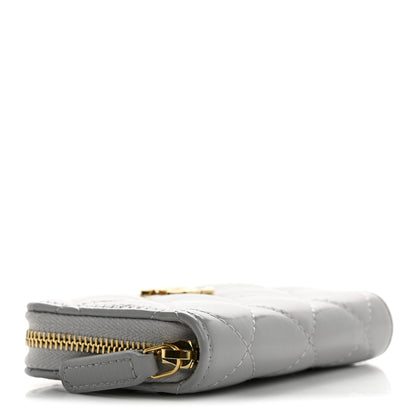 Chanel Shiny Lambskin Quilted Textured CC Zip Coin Purse Gris 4 of 8