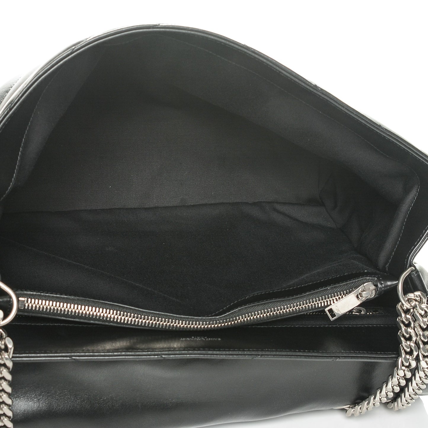 Calfskin Y Quilted Monogram Large Loulou Chain Satchel Black