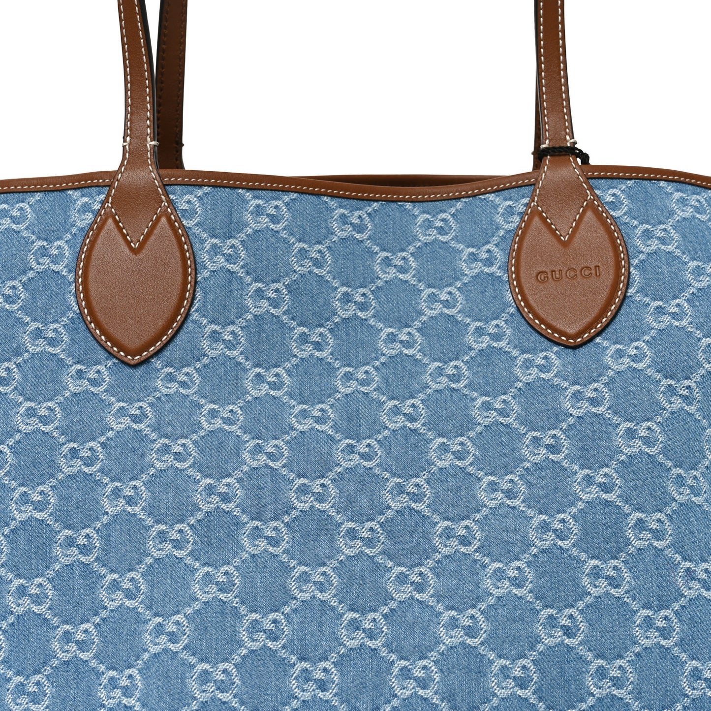 New Denim GG Monogram Calfskin Large Totissima Tote Light Blue