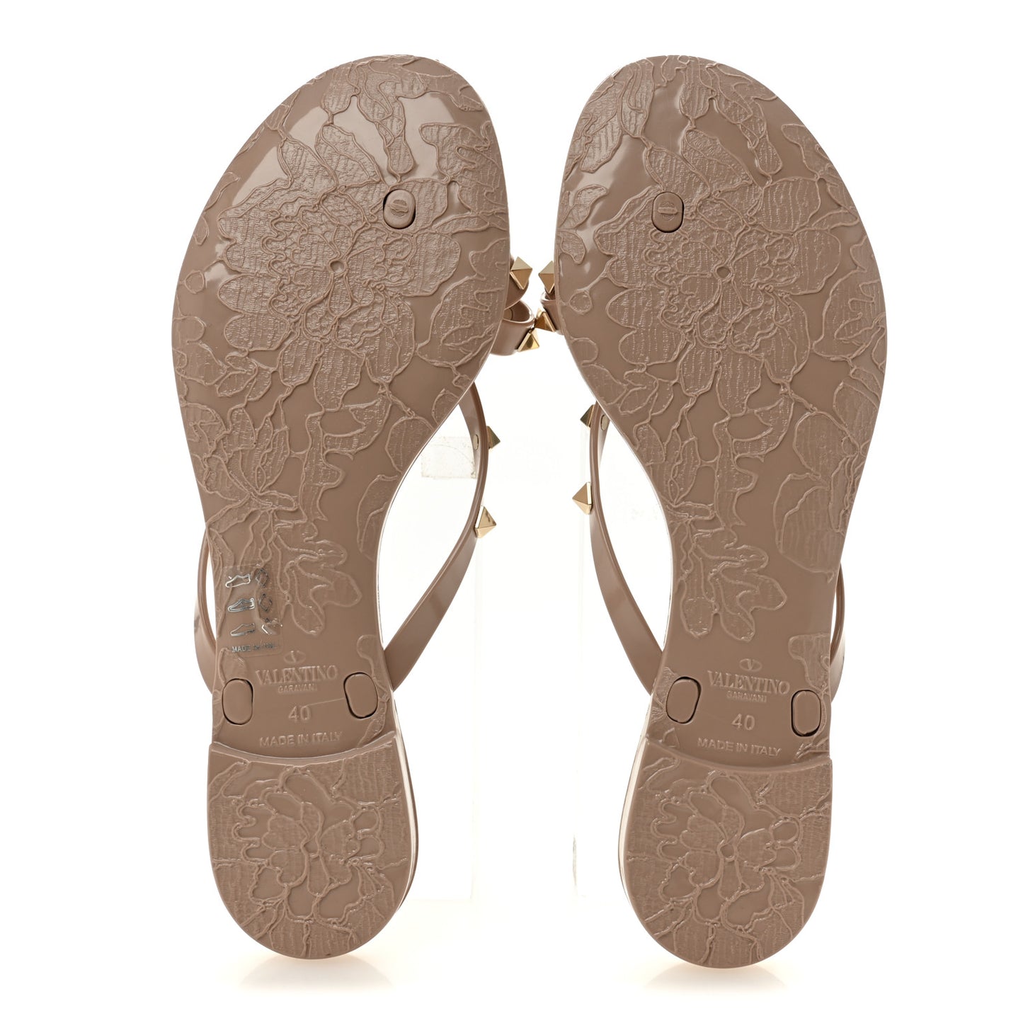 PVC Jelly Rockstud Bow Thong Sandals 40 Poudre