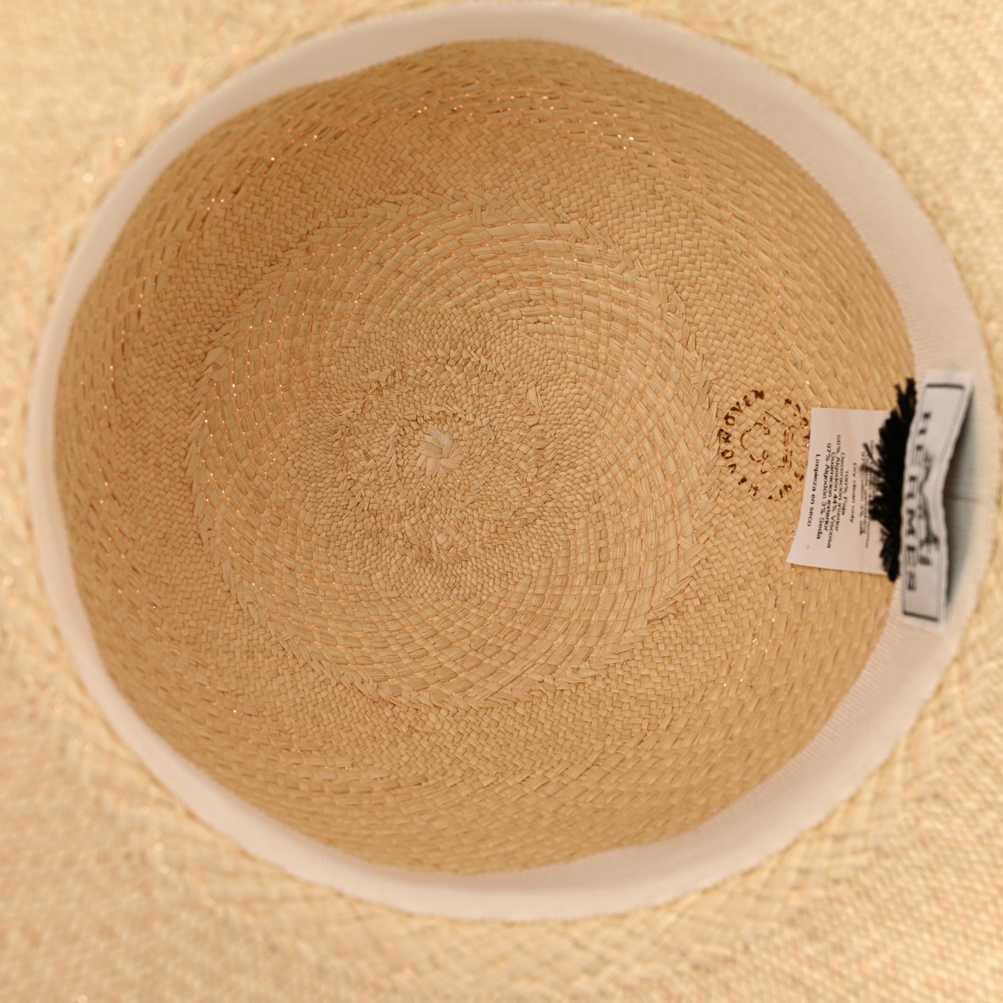 Straw Brides De Gala Panama Carrousel Hat 56 Naturel Ecru Black