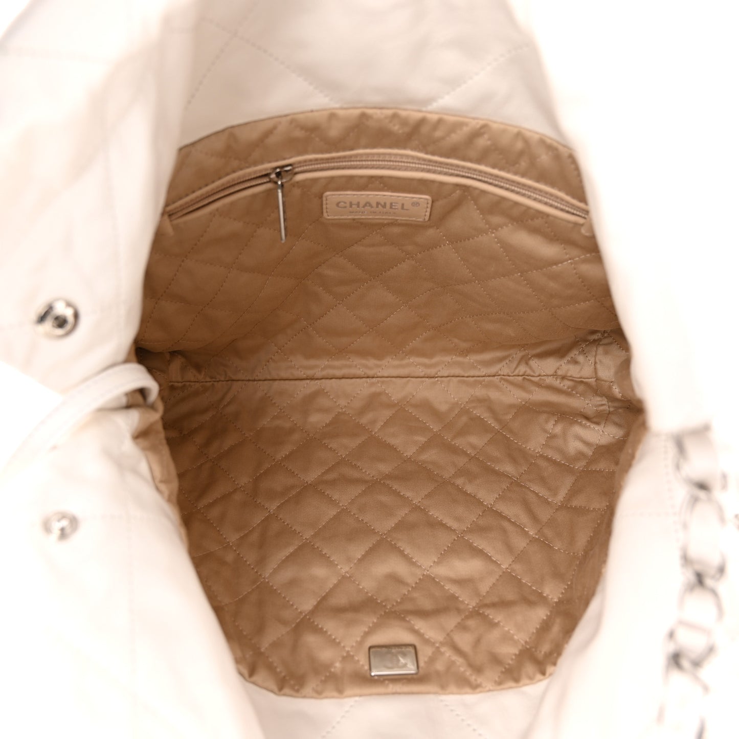 Shiny Calfskin Quilted Small Chanel 22 White
