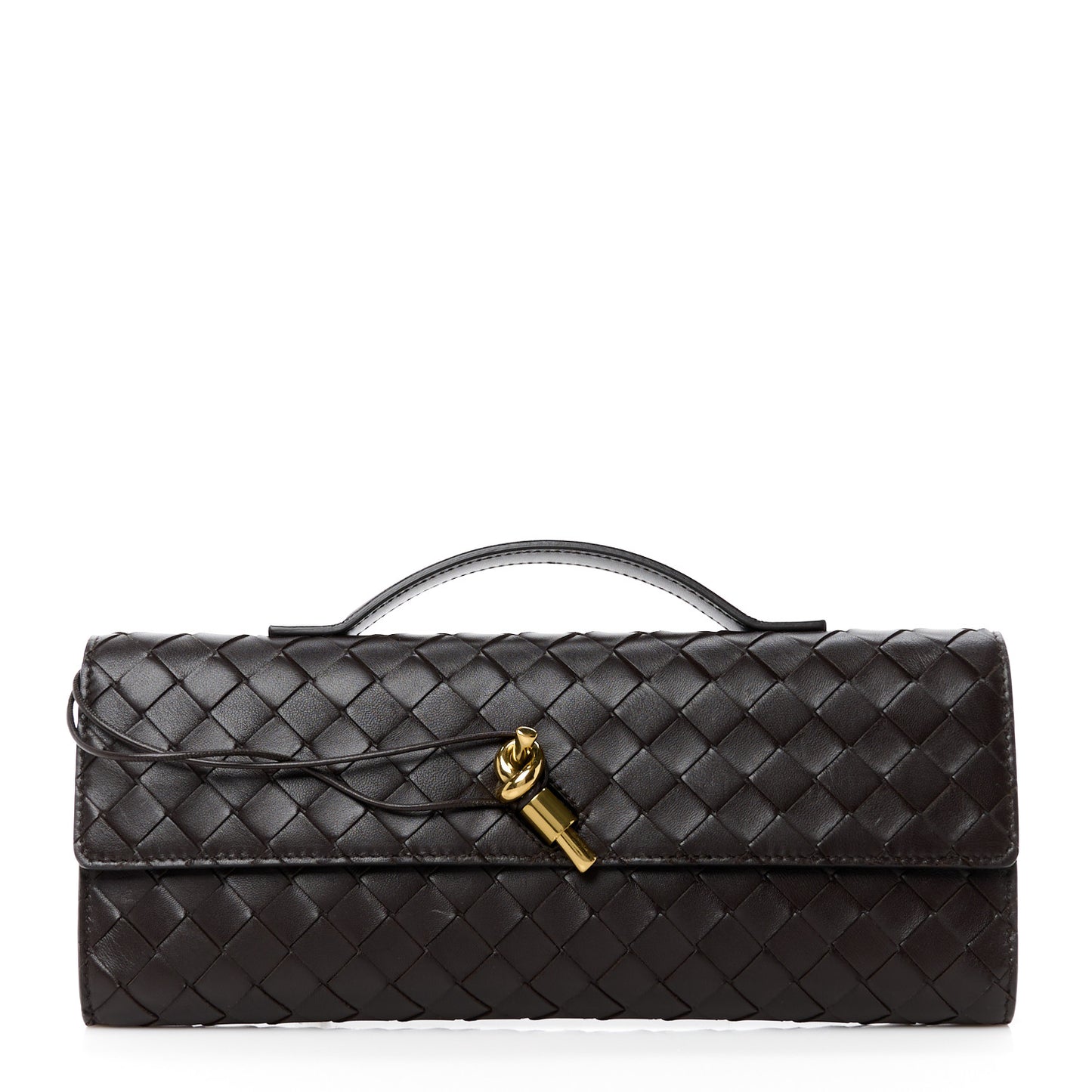 Nappa Intrecciato Long Andiamo Top Handle Clutch Fondant