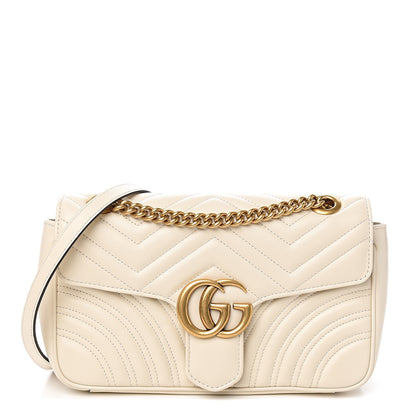 Gucci Calfskin Matelasse Small GG Marmont Shoulder Bag White 1 of 9