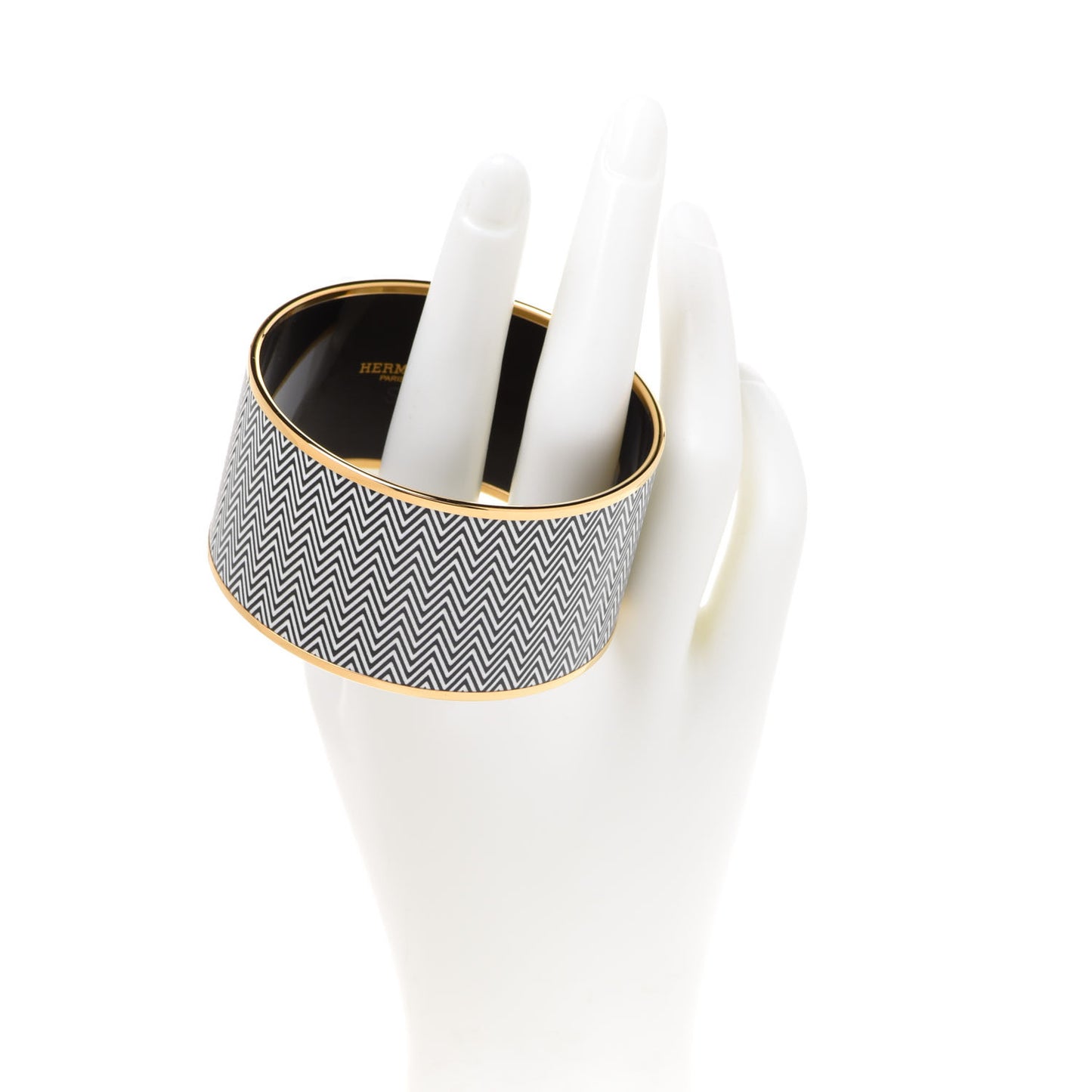 Enamel Printed Extra Wide Chevron Bracelet 70 Black
